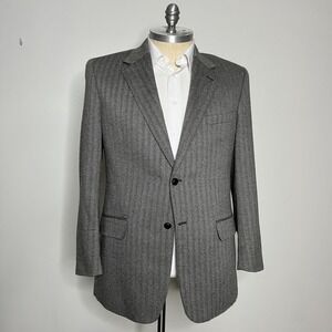 Savile Row Blazer Mens 44 Grey Herringbone Two Button Notch Lapel ED61101503